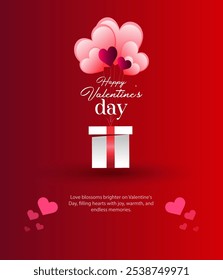 Happy Valentine's day sale header or voucher template with hearts. Rose cloudscape border frame pastel colors. Valentine's Day holiday getting card with red rose shape heart and paper hearts Vector