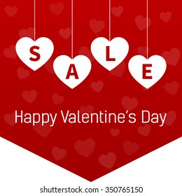 Happy Valentine's Day sale promotion website hanging banner flag vector