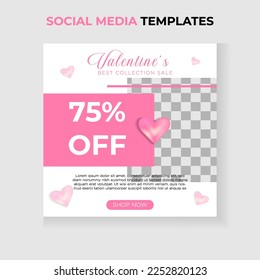 happy valentines day sale social media post template web banner to promote your product