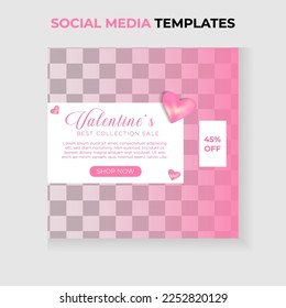 happy valentines day sale social media post template web banner to promote your product