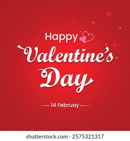 Happy Valentine's Day Sale social media feed template, Vector illustration template,14 February, Abstract Happy Valentine's day, red background.