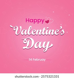 Happy Valentine's Day Sale social media feed template, Vector illustration template,14 February, Abstract Happy Valentine's day, pink background.