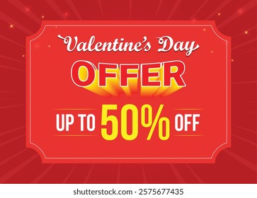 Happy Valentine's Day Sale social media feed template, Vector illustration template, up to 50% off, 60% off, 70% off, Valentine's Offer, 14 February, red background, Offer template.