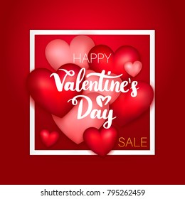 Happy Valentines Day Sale. Vector Illustration of Love Concept.