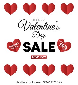 Happy valentines day. sales discount background. poster, banner, sales and business usage. Vector Illustration.