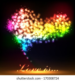 Happy valentines day. Salute- vector isolated on black background