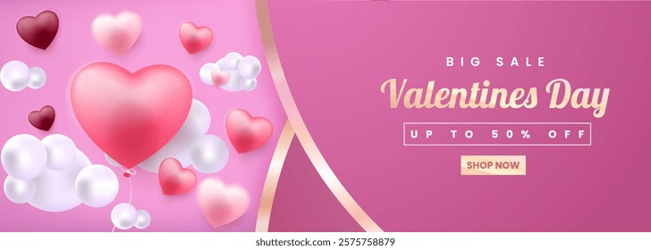 Happy Valentines Day scene adorned with love and cloud Perfect for banner flyer and greeting card