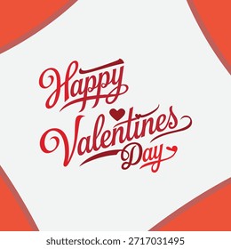 Happy Valentine's Day Script Lettering with Hearts