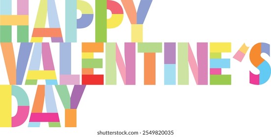 happy valentines day script text lettering many pastel color, happy valentines day words vector illustration, isolated on white background.