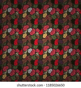 Happy Valentines day. Seamless pattern with realistic beautiful black, brown and green heart. Vector illustration. Love and Holiday theme.