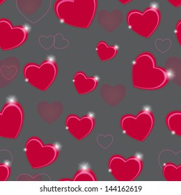 Happy Valentines Day seamless pattern background with heart. Vector illustration