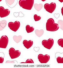 Happy Valentines Day seamless pattern background with heart. Vector illustration