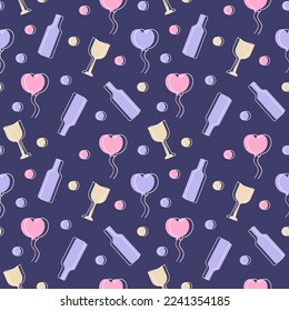 Happy Valentine's Day Seamless Pattern Design with Decoration in Template Hand Drawn Cartoon Flat Illustration
