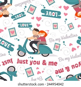 Happy Valentine's Day seamless pattern with a cute lovers can be printing on fabric, wrapping paper, background for the site, wallpaper