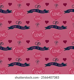 Happy Valentine's Day seamless pattern with pink roses. Romantic vector background.
