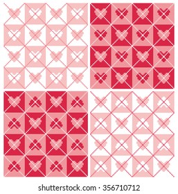 Happy Valentine's day! Seamless pattern with hearts. Vector backgrounds. Scheme of knitting and embroidery.