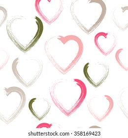 Happy Valentines Day seamless pattern with hearts . Vector Illustration