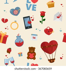 Happy Valentine's Day Seamless Pattern. Vector illustration