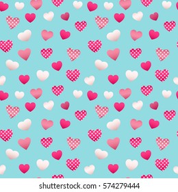 Happy Valentines Day Seamless Pattern with Hearts. Vector background