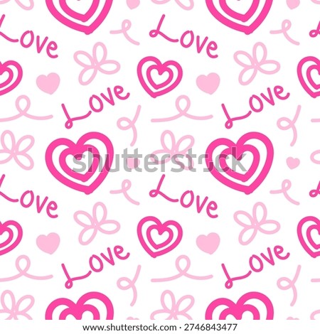 Happy Valentine's Day Seamless Pattern For Love Greeting Card Template Hand Drawn Illustration