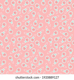 Happy Valentine's day seamless pattern.Test tube love fluid reaction laboratory bottle science romantic love theme. Heart shape. Love chemistry, elixir, potion seamless background.