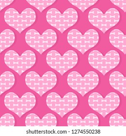 Happy Valentine's Day. Seamless vector illustration. Decorative heart with bows