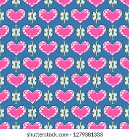 Happy Valentine's Day. Seamless vector illustration background. Decorative shapes, heart