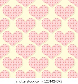 Happy Valentine's Day. Seamless vector illustration. Decorative heart with bows