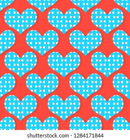 Happy Valentine's Day. Seamless vector illustration. Decorative heart with bows