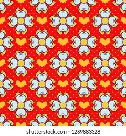 Happy Valentine's Day. Seamless vector illustration. Decorative heart with ornamental flowers