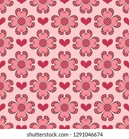 Happy Valentine's Day. Seamless vector illustration. Decorative heart with ornamental flowers