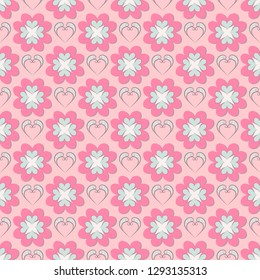 Happy Valentine's Day. Seamless vector illustration. Decorative heart with ornamental flowers