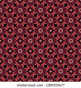 Happy Valentine's Day. Seamless vector illustration. Decorative heart with ornamental flowers