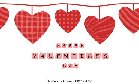 Happy Valentine's day seamless vector banner hand drawn illustrations.