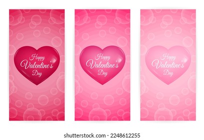 Happy valentine's day. Set of abstract pink cards