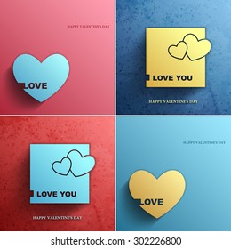 Happy Valentine's Day Set cards with heart vector design element template, Vector illustration Eps 10