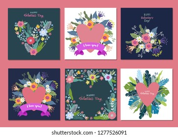 Happy Valentines Day. Set of Design elements for card, poster, banner, and other use. Vector illustraton