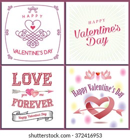 Happy Valentine`s day set - emblems and cards