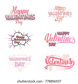 Happy Valentine's day set. Hand Drawing Vector Lettering design. Can be used for posters, postcards, prints on clothes.