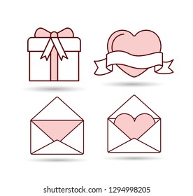happy valentines day set icons