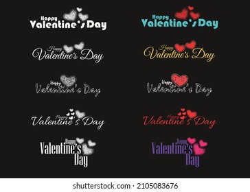Happy Valentine's Day set of symbols. Happy Typographic Background. Calligraphy. For Greeting Cards, Print Design. Vector Illustration