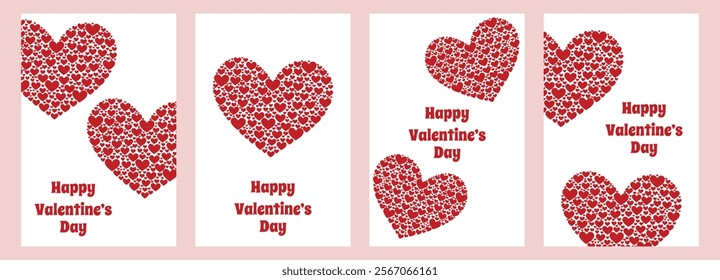 Happy Valentine's Day. Set of vector cards, templates, invitations with hearts.