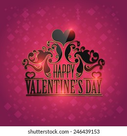 Happy Valentine's Day Shine Badge Typographic Vector Design 