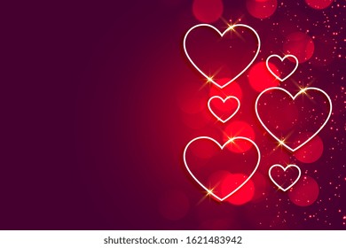 happy valentines day shiny hearts background with text space