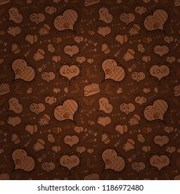 Happy Valentines day sign. Vector. Seamless Lettering made for postcard, inspirational quote, save the date card, greeting sign message decoration, posters or postcards in brown, black, purple colors.