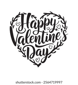 Happy Valentine's Day Silhouette Typography Vector Design. With the Text " Happy Valentine's Day"