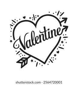 Happy Valentine's Day Silhouette Typography Vector Design. With the Text " Valentine "