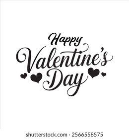 Happy Valentine's Day Silhouette Typography Vector Design