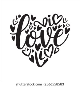 Happy Valentine's Day Silhouette Typography Vector Design with This Text "Love" 