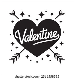 Happy Valentine's Day Silhouette Typography Vector Design with This Text "Valentine" 